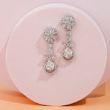 Rhodium silver plated American Diamond Earrings for Women & girls.