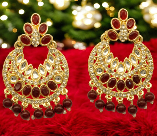 Kundan Dangler Earrings Jhumki Set for Women