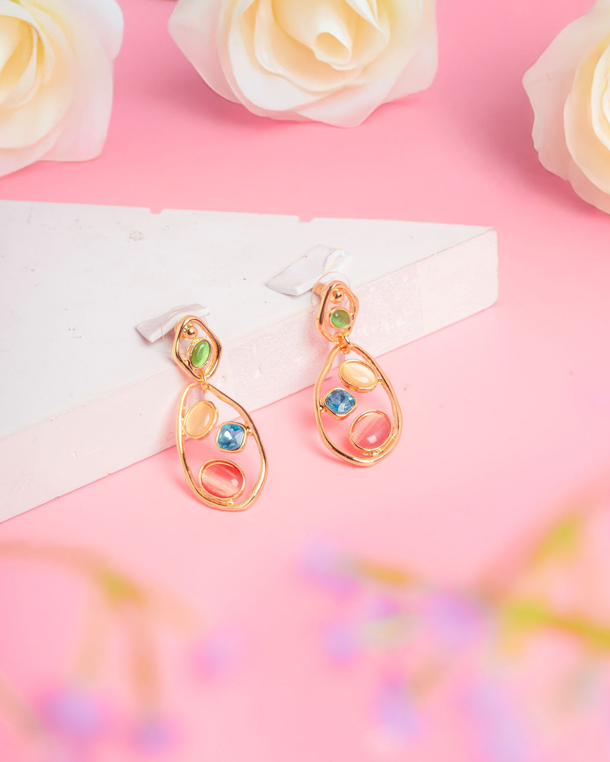 Anti tarnish western style multicolor gold  plated Earrings for Women