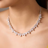 Rhodium Plated American Diamond /AD Wedding Necklace Jewelry set with matching Earrings for women and Girls