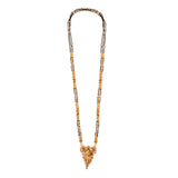 Traditional 1 gram Gold plated with Black Beads Mangalsutra Tanmaniya for women